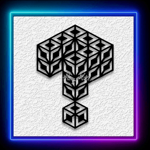 Cubed Diagonal Question Mark Wall Art Geometric Fractal Home Decor