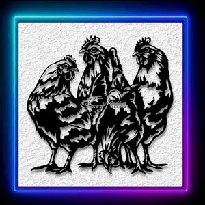Four Hens Wall Art Country Chickens Home Decor