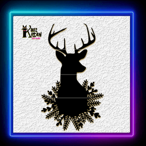 Snowy Deer Christmas Buck Reindeer Wall Art Home Decor