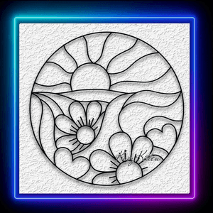 Sun Flower Field Stained Glass Wall Art Minimalist Home Decor