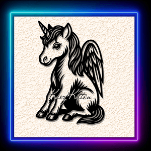 Baby Unicorn Sitting Portrait Wall Art Home Decor