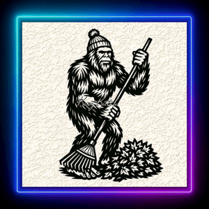 Autumn Sasquatch Raking Leaves