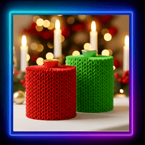 Knitted Christmas Candle Decor Wall Art Home Decor