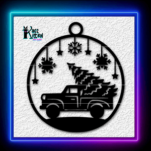 Little Xmas Truck Christmas Ornament Wall Art Home Decor