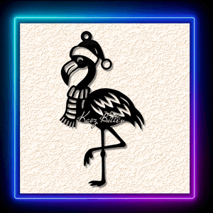 Christmas Flamingo Santa Hat Ornament