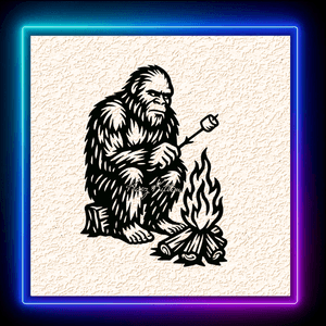 Sasquatch Campfire Bigfoot Wall Art Home Decor