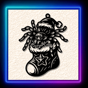 Christmas Spider Santa Hat In Stocking Ornament