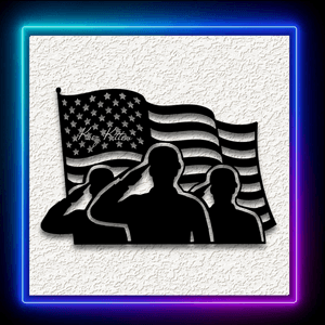 Soldiers Saluting Flag Wall Art Memorial Day Home Decor