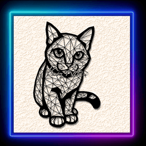 Prowling Geometric Kitty Cat Wall Art Home Decor