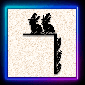 Bunny Rabbit Witch Halloween Door Topper Wall Art Home Decor
