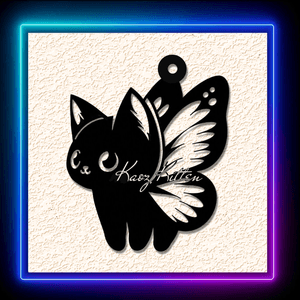 Sweet Flying Kitty Butterfly Keychain Earring