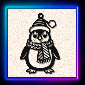 Penguin With Scarf Santa Hat Ornament