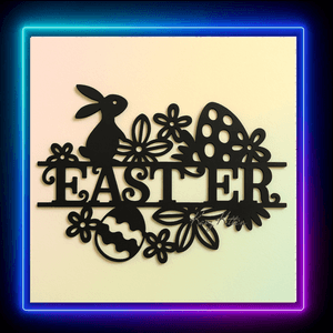 Happy Easter Sign Wall Art Bunny Rabbit Home Decor