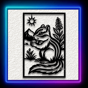 Framed Chipmunk Wall Art Mountain Wildlife Home Decor
