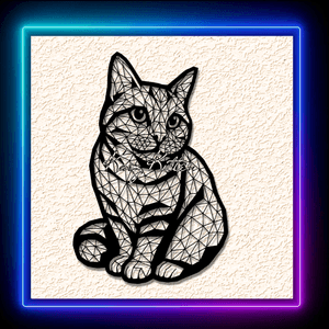 Chubby Smiling Geometric Kitty Cat Wall Art Home Decor