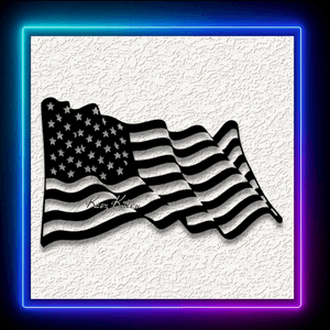 Wavy USA Flag Wall Art Home Decor