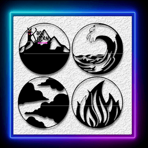 4 Elements Circles Wall Art Minimal Symbol Decor Wall Art Home Decor