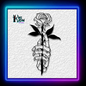 Skeleton Hand with Rose Wall Art Home Decor
