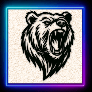 Howling Grizzly Bear Wall Art Home Decor