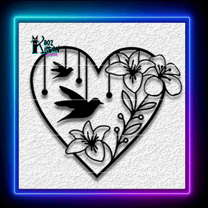 Birds with Flowers Valentines Day Lovers Wall Art Home Decor