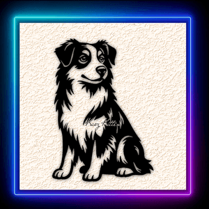 Australian Shepherd Dog Sitting Wall Art Home Decor