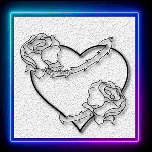 Heart with Roses and Vines Love Wall Art Home Decor