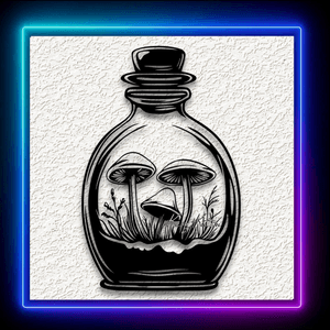 Mushroom Scene Wall Art Fantasy Potion Bottle Home Decor