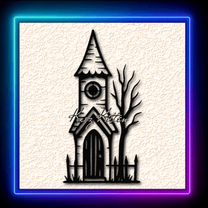 Single Spooky Silhouette Building Wall Art Home Decor