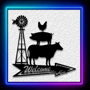 Farm Windmill Welcome Wall Art Country Home Decor