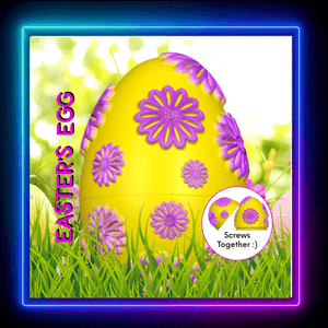 Flower Decorated Easter Egg Container - Screws Together - No Supports