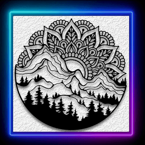 Mandala Mountain Scene Wall Art Spiritual Natural Home Decor