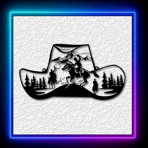 Cowboy Hat Scene High Western Country Wall Art Home Decor