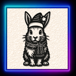 Sweet Christmas Bunny Front Facing Wall Art Home Decor