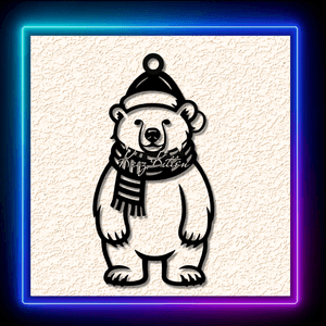 Polar Bear With Scarf And Santa Hat Ornament