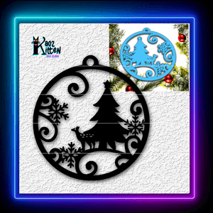 2 Files Christmas Tree with Deer Ornament and Wall Art Home Decor