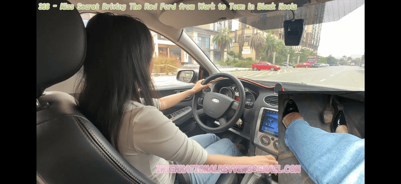 318 - Miss Secret Driving The Red Ford from Work to Town in Black Heels