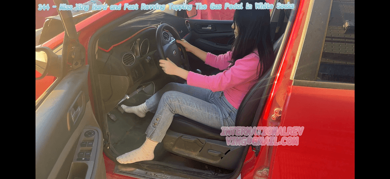 344 - Miss Xing Hard and Fast Revving Tapping The Gas Pedal in White Socks