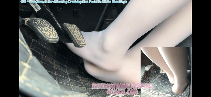 410 - Miss Secret Hard Revving Crushing Gas Pedal in White Stockings
