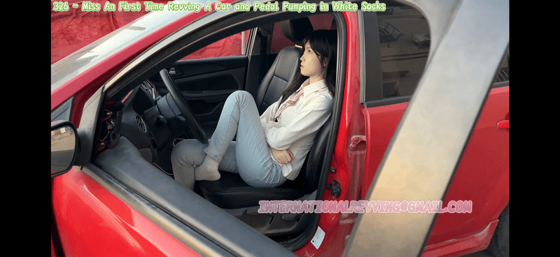 326 - Miss An First Time Revving A Car and Pedal Pumping in White Socks