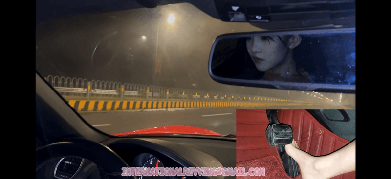 Elvira Fast Driving Porsche and Trashing The Engine by Holding Gas Pedal Revving Barefoot