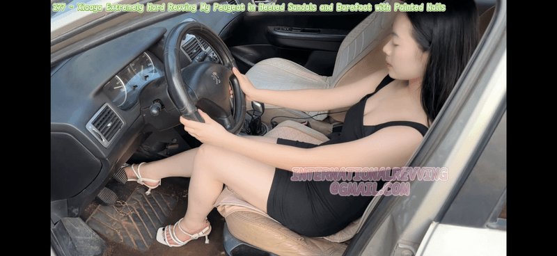 277 - Xiaoya Extremely Hard Revving My Peugeot in Heeled Sandals and Barefoot with Painted Nails