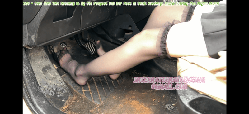 240 - Cute Miss Tsia Relaxing Hard Revving in Black Stockings