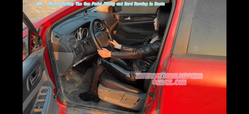 376 - Xiaoqi Kicking The Gas Pedal Wildly and Hard Revving in Boots