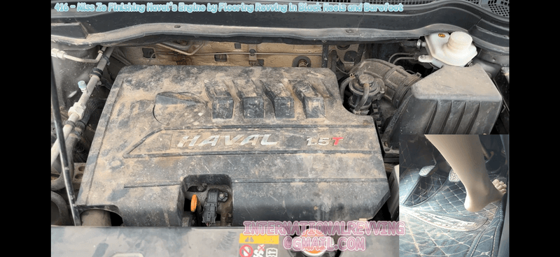 416 - Miss Ze Finishing Haval’s Engine by Flooring Revving in Black Heels and Barefoot