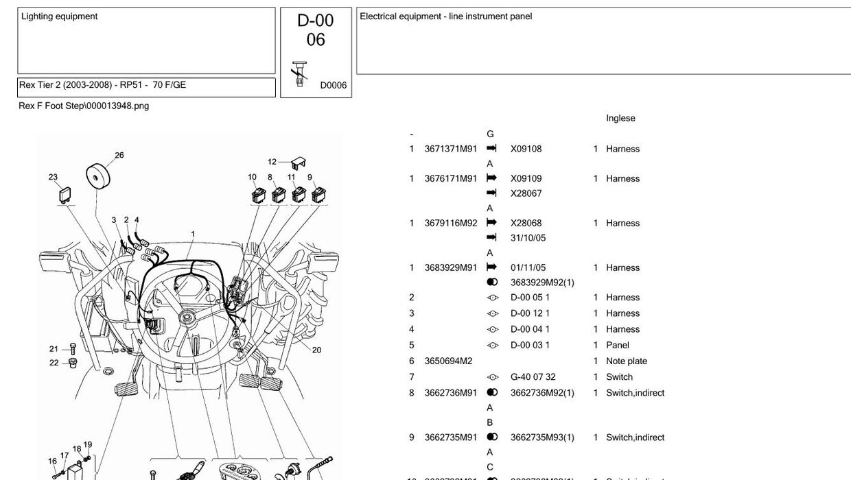 Landini Rex 70 F/GE Tier 2 (20032008) RP51 Parts Catalog,Landini Rex