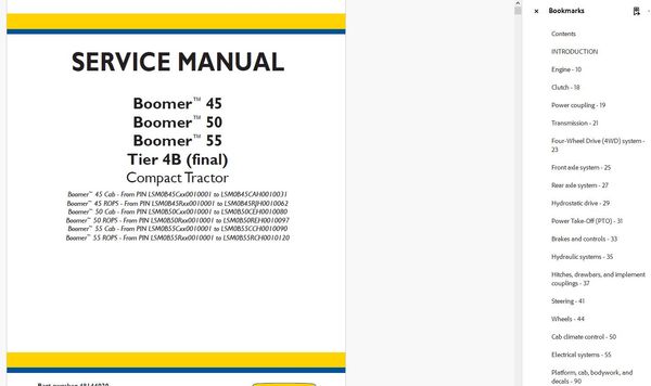 New Holland Boomer™ 45 Boomer™ 50 Boomer™ 55 Tier 4B