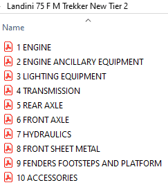 Landini Trekker 75 F M New Tier 2 (2003-2007) - Parts Catalog