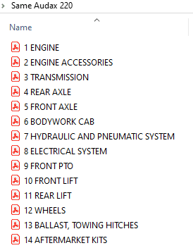 Same Audax 220 - Parts Catalog
