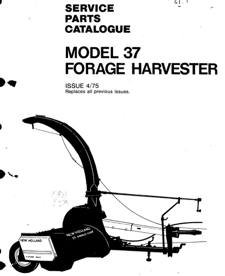 New Holland 37 Forage Harvester - Parts Catalog