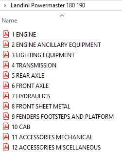 Landini Powermaster 180/190 (2006-2009) RP90 - Parts Catalog